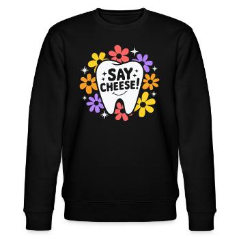 Retro Dental Humor Woman Dentist - Stanley/Stella CHANGER Unisex Organic Sweatshirt - black - Front - Nik (191cm) & Marisol (170cm)