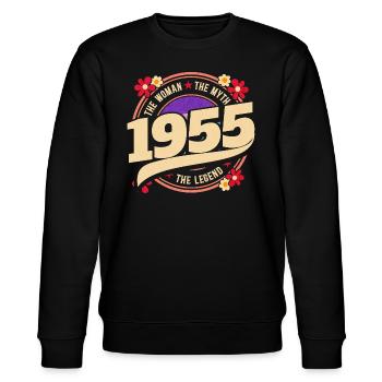 Vintage 1955 Legend 70 Years Anniversary Women - Stanley/Stella CHANGER Unisex Organic Sweatshirt - black - Front - Nik (191cm) & Marisol (170cm)