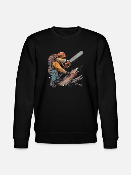 Beaver Lumberjack Chainsaw - Stanley/Stella CHANGER Unisex Organic Sweatshirt - black