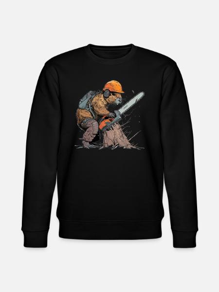 Beaver Lumberjack Chainsaw - Stanley/Stella CHANGER Unisex Organic Sweatshirt - black