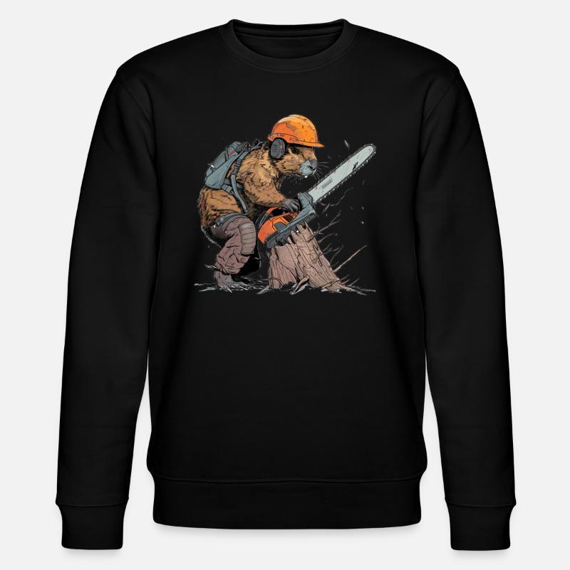 Biber Holzfäller Kettensäge - Stanley/Stella Unisex Bio-Sweatshirt CHANGER  - Schwarz