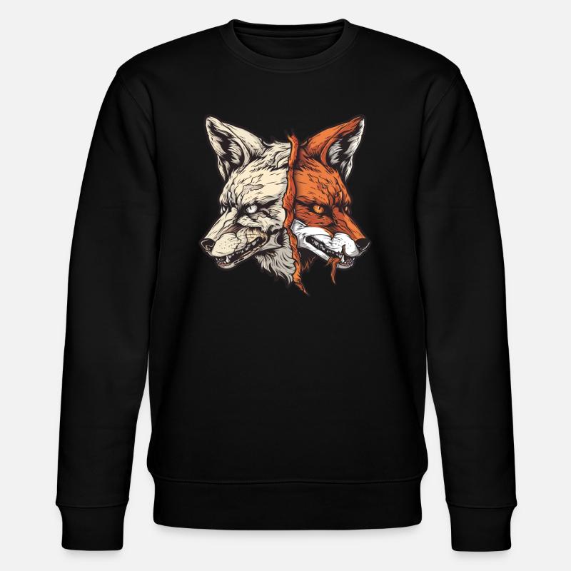 Halloween Fox Skeleton - Stanley/Stella CHANGER Unisex Organic Sweatshirt - black