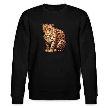 Leopard - Stanley/Stella CHANGER Unisex Organic Sweatshirt - black - Front - Nik (191cm) & Marisol (170cm)