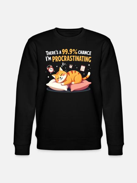 Lazy Cat Sarcastic Humor - Stanley/Stella CHANGER Unisex Organic Sweatshirt - black