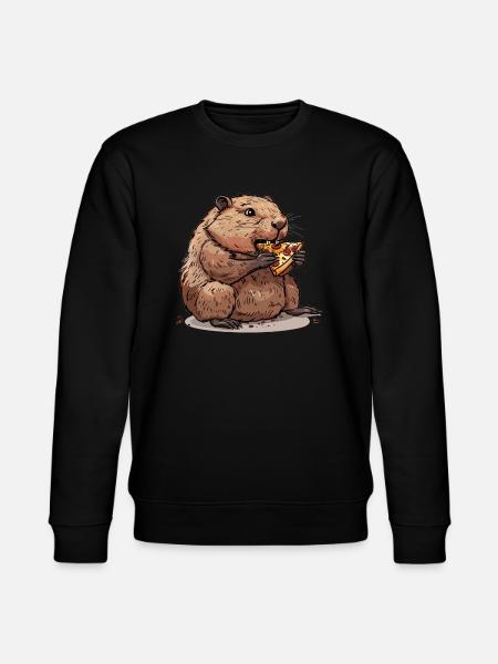 Beaver eats pizza - Stanley/Stella CHANGER Unisex Organic Sweatshirt - black