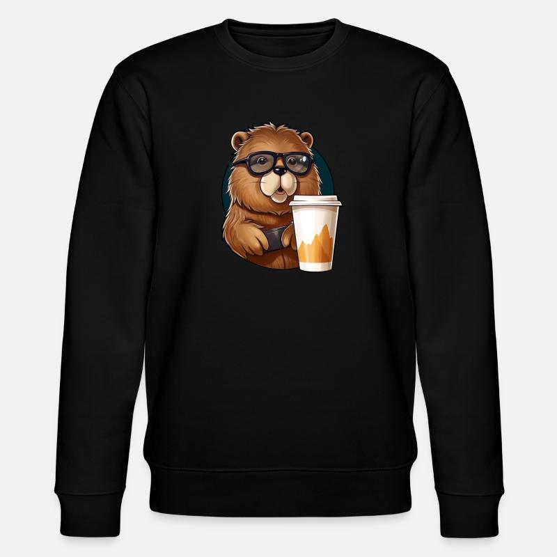Capibara boit du café - Sweat bio CHANGER Stanley/Stella Unisexe - noir