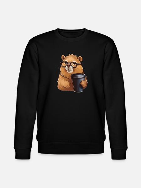 Capibara drinks coffee - Stanley/Stella CHANGER Unisex Organic Sweatshirt - black