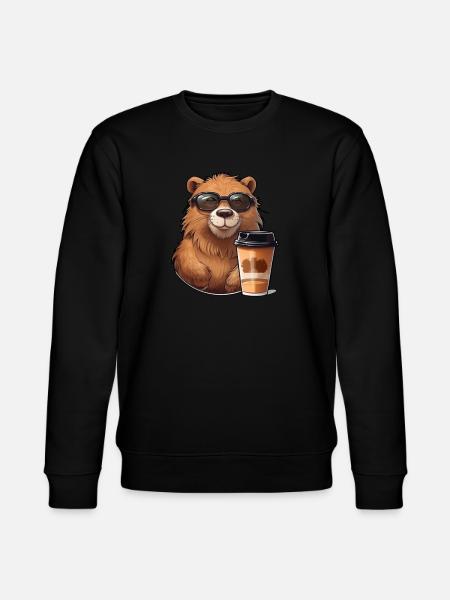 Capibara drinks coffee - Stanley/Stella CHANGER Unisex Organic Sweatshirt - black