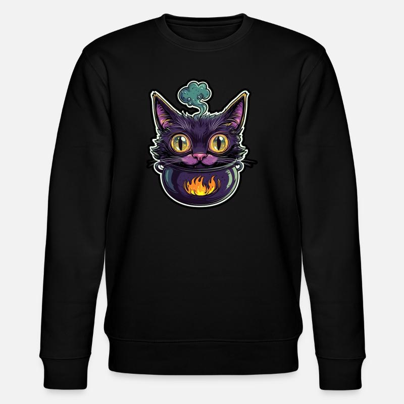 Cat Cauldron Cat Witch Halloween - Stanley/Stella CHANGER Unisex Organic Sweatshirt - black
