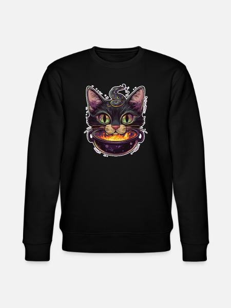 Cat Cauldron Cat Witch Halloween - Stanley/Stella CHANGER Unisex Organic Sweatshirt - black