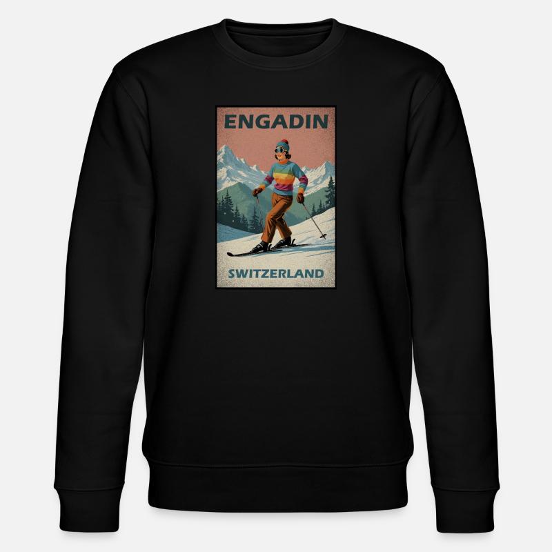 Engadin Skiing Alps - Stanley/Stella CHANGER Unisex Organic Sweatshirt - black