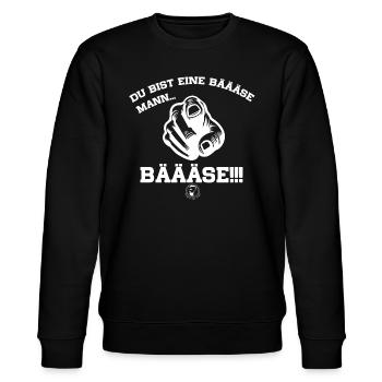 Meister der Äxte "bäääse Mann!" - Stanley/Stella Unisex Bio-Sweatshirt CHANGER  - Schwarz - Vorne - Nik (191cm) & Marisol (170cm)