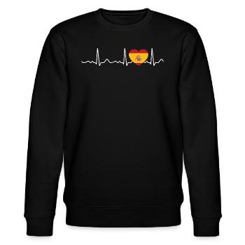Spanien - Herzschlag, Puls, Herzlinie, EKG - Stanley/Stella Unisex Bio-Sweatshirt CHANGER  - Schwarz - Vorne - Nik (191cm) & Marisol (170cm)