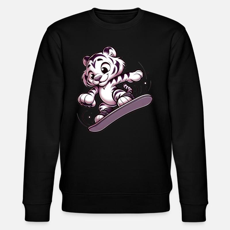 Cute Snowboarder Tiger - Stanley/Stella Unisex Bio-Sweatshirt CHANGER  - Schwarz