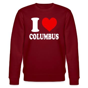 J’aime Columbus Heart America USA Drôle - Sweat bio CHANGER Stanley/Stella Unisexe - bordeaux - Devant - Nik (191cm) & Marisol (170cm)