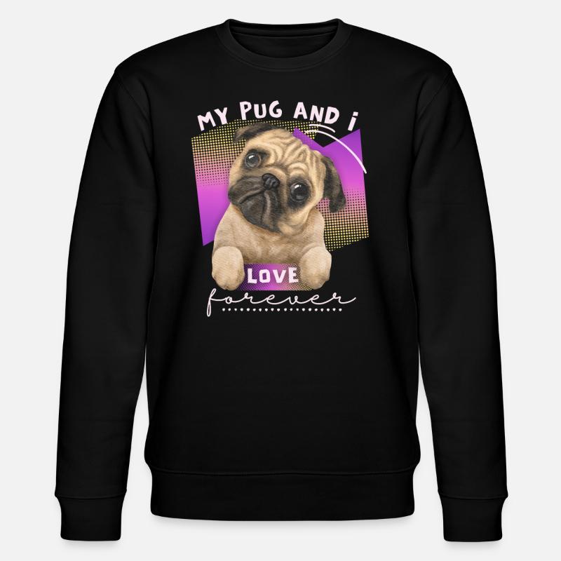 Lustiger Mops, Mops-Aquarell, Spruch - Stanley/Stella Unisex Bio-Sweatshirt CHANGER  - Schwarz