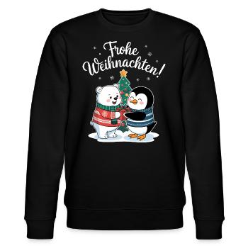 Frohe Weihnachten Eisbär Pinguin süß Bescherung - Stanley/Stella Unisex Bio-Sweatshirt CHANGER  - Schwarz - Vorne - Nik (191cm) & Marisol (170cm)