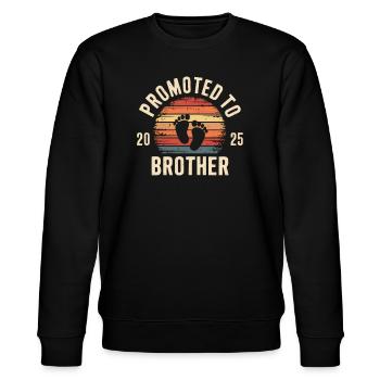 Promoted To Brother 2025 - Stanley/Stella CHANGER Unisex Organic Sweatshirt - black - Front - Nik (191cm) & Marisol (170cm)