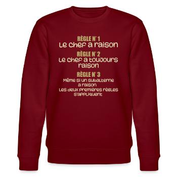 Les regles du chef - Sweat bio CHANGER Stanley/Stella Unisexe - bordeaux - Devant - Nik (191cm) & Marisol (170cm)