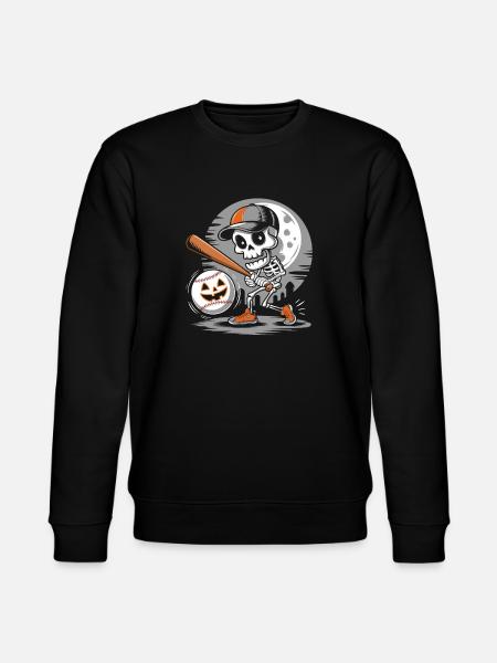 Halloween Baseball Skeleton Cute Creepy - Stanley/Stella CHANGER Unisex Organic Sweatshirt - black