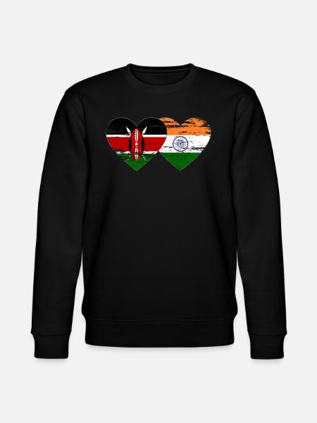 Kenya Inde Drapeau Coeur Utilisé - Sweat bio CHANGER Stanley/Stella Unisexe - noir