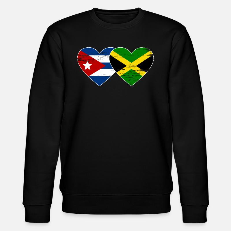 Cuba Jamaïque Drapeau Coeur Utilisé - Sweat bio CHANGER Stanley/Stella Unisexe - noir