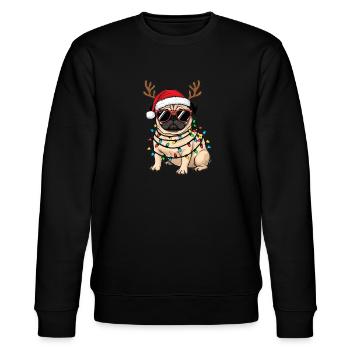 Christmas Pug - Stanley/Stella CHANGER Unisex Organic Sweatshirt - black - Front - Nik (191cm) & Marisol (170cm)