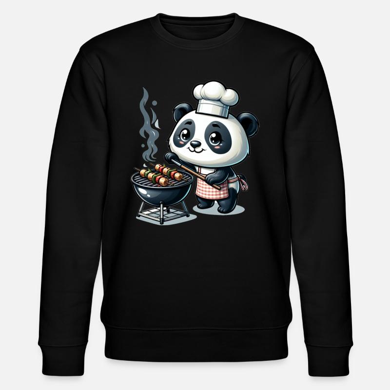 Cute BBQ Panda - Stanley/Stella Unisex Bio-Sweatshirt CHANGER  - Schwarz