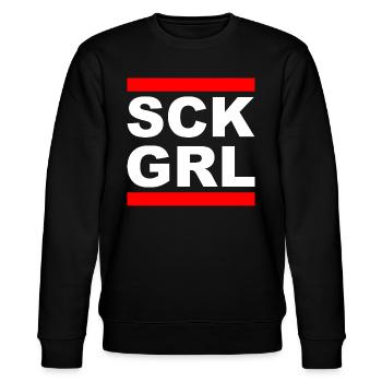SCK GRL - Sick Girl - Sprüche Shirt - Stanley/Stella Unisex Bio-Sweatshirt CHANGER  - Schwarz - Vorne - Nik (191cm) & Marisol (170cm)