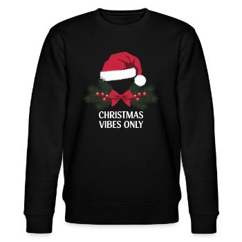 Christmas Vibes Only Nikolausmütze Weihnachten - Stanley/Stella Unisex Bio-Sweatshirt CHANGER  - Schwarz - Vorne - Nik (191cm) & Marisol (170cm)