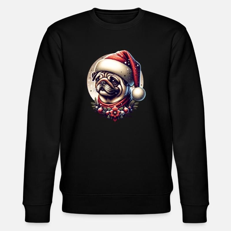 Weihnachts Mops Schneefall - Stanley/Stella Unisex Bio-Sweatshirt CHANGER  - Schwarz