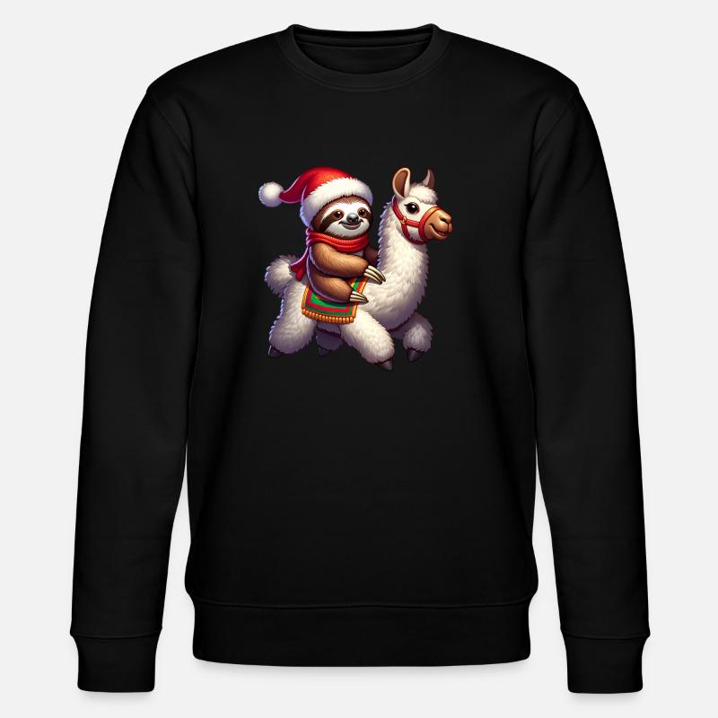 Llama Sloth Christmas Xmas - Stanley/Stella CHANGER Unisex Organic Sweatshirt - black