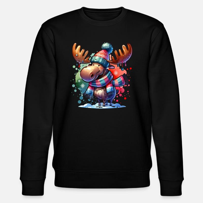 Christmas Moose Christmas Xmas - Stanley/Stella CHANGER Unisex Organic Sweatshirt - black