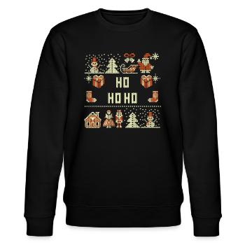 Ho Ho Ho Weihnachten Weihnachtsschlitten - Stanley/Stella Unisex Bio-Sweatshirt CHANGER  - Schwarz - Vorne - Nik (191cm) & Marisol (170cm)