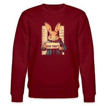 Hase Eierdieb Osterhase Mugshot Polizeifoto Ostern - Stanley/Stella Unisex Bio-Sweatshirt CHANGER  - Burgunderrot - Vorne - Nik (191cm) & Marisol (170cm)