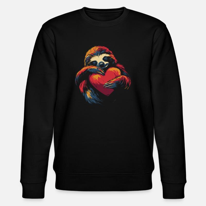 Faultier umarmt Herz - Stanley/Stella Unisex Bio-Sweatshirt CHANGER  - Schwarz