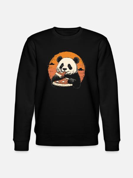 Panda eats pizza - Stanley/Stella CHANGER Unisex Organic Sweatshirt - black