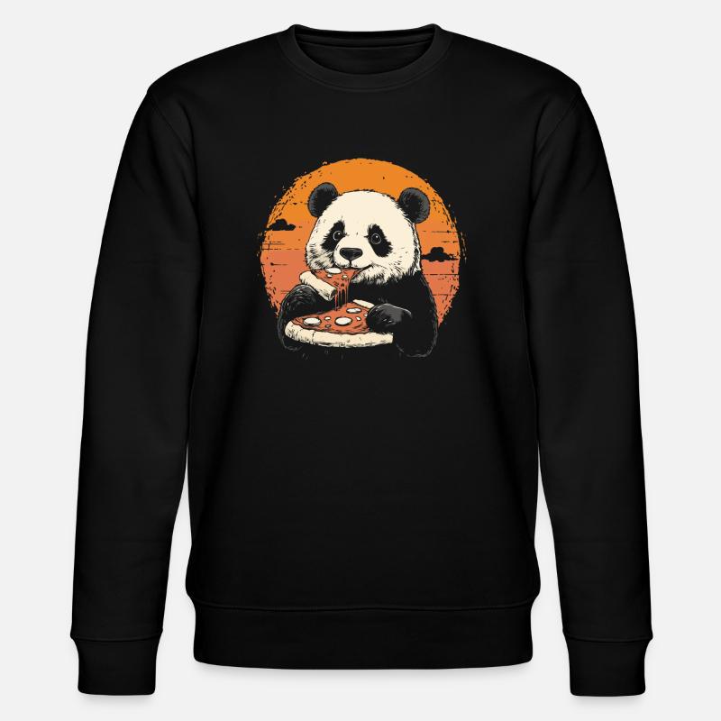Panda eats pizza - Stanley/Stella CHANGER Unisex Organic Sweatshirt - black