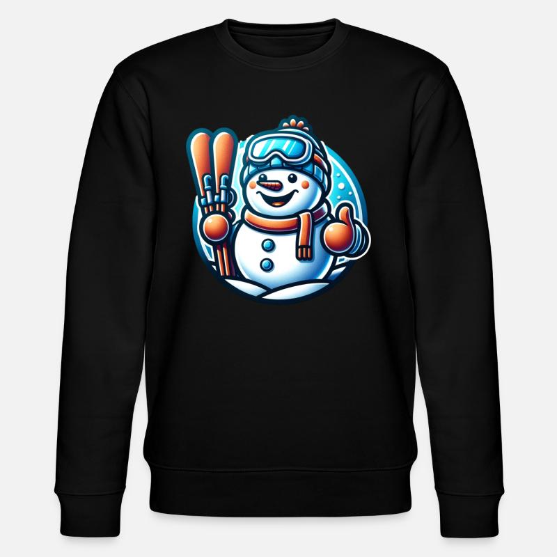 Skiing Snowman - Stanley/Stella CHANGER Unisex Organic Sweatshirt - black