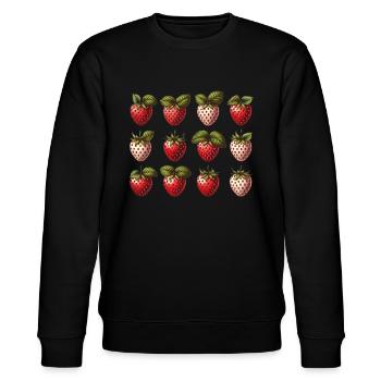 Erdbeer Retro T-Shirt – Vintage Frucht Design - Stanley/Stella Unisex Bio-Sweatshirt CHANGER  - Schwarz - Vorne - Nik (191cm) & Marisol (170cm)