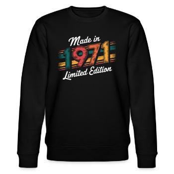Made In 1971 Limited Edition - 54. Geburtstag - Stanley/Stella Unisex Bio-Sweatshirt CHANGER  - Schwarz - Vorne - Nik (191cm) & Marisol (170cm)
