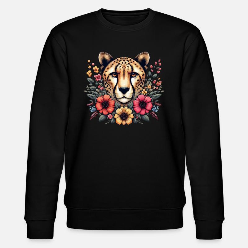 Guépard Fleurs de guépard - Sweat bio CHANGER Stanley/Stella Unisexe - noir