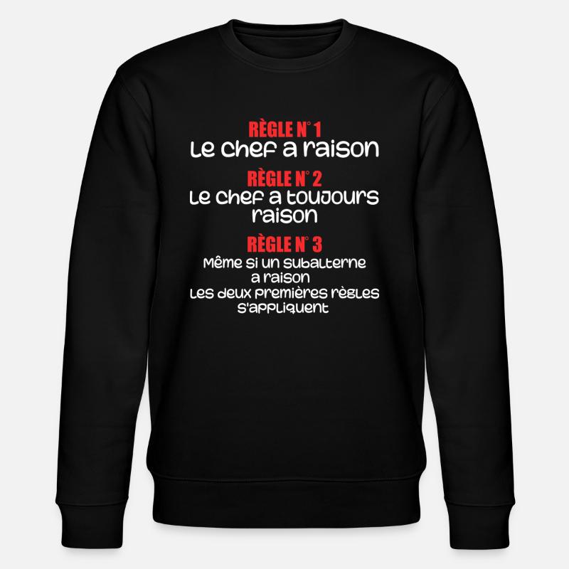 Les regles du chef - Sweat bio CHANGER Stanley/Stella Unisexe - noir
