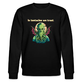 No Lives Matter Cthulhu Horror Monster T-Shirt - Stanley/Stella Unisex Bio-Sweatshirt CHANGER  - Schwarz - Vorne - Nik (191cm) & Marisol (170cm)
