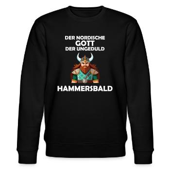 Wikinger Hammersbald Nordische Mythologie Ungeduld - Stanley/Stella Unisex Bio-Sweatshirt CHANGER  - Schwarz - Vorne - Nik (191cm) & Marisol (170cm)