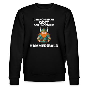 Hammersbald Wikinger Nordische Mythologie Ungeduld - Stanley/Stella Unisex Bio-Sweatshirt CHANGER  - Schwarz - Vorne - Nik (191cm) & Marisol (170cm)