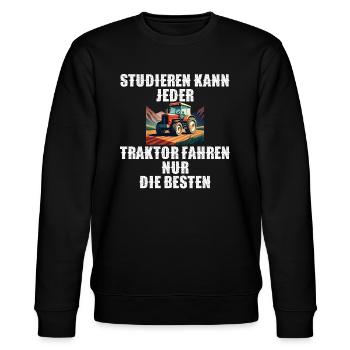 Traktor Landwirtschaft Trecker Landwirt Trecker - Stanley/Stella Unisex Bio-Sweatshirt CHANGER  - Schwarz - Vorne - Nik (191cm) & Marisol (170cm)