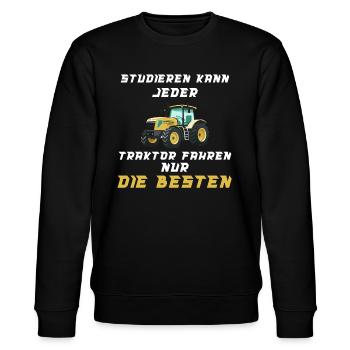 Traktor Landwirtschaft Trecker Landwirt Trecker - Stanley/Stella Unisex Bio-Sweatshirt CHANGER  - Schwarz - Vorne - Nik (191cm) & Marisol (170cm)
