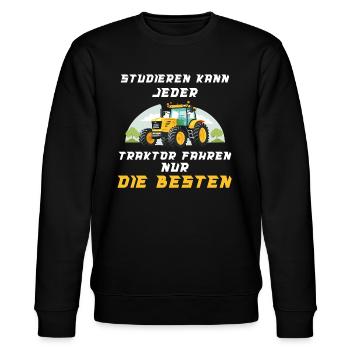 Traktor Landwirtschaft Trecker Landwirt Trecker - Stanley/Stella Unisex Bio-Sweatshirt CHANGER  - Schwarz - Vorne - Nik (191cm) & Marisol (170cm)