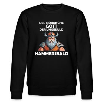 Wikinger Hammersbald Nordische Mythologie Ungeduld - Stanley/Stella Unisex Bio-Sweatshirt CHANGER  - Schwarz - Vorne - Nik (191cm) & Marisol (170cm)